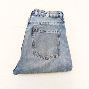 & Other Stories Button Fly Light Wash Straight Leg Denim Jeans Raw Hem Size 28